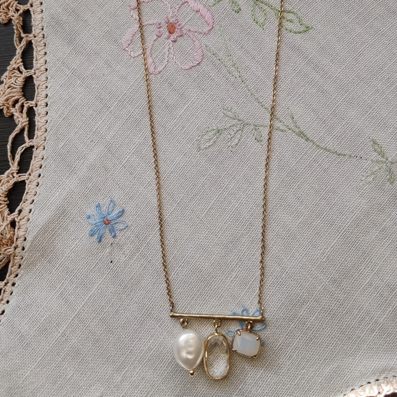 Anthropologie Stone and Pearl Charm Necklace - Picture 6 of 9